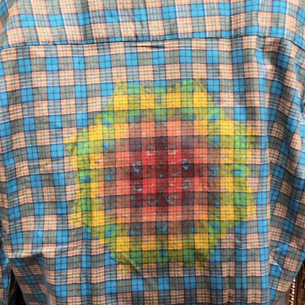 Plaid Shirt with Light Mandala Painting